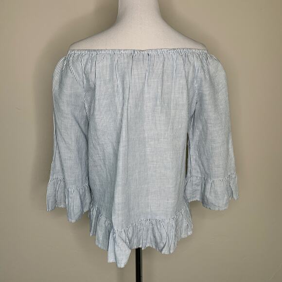 Sanctuary Narrow Blue Stripe Linen Top Sz Small - Picture 2 of 8